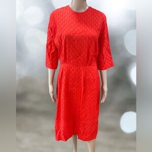 Vintage red fishtail textured cocktail wiggle dress-L FLAWS
